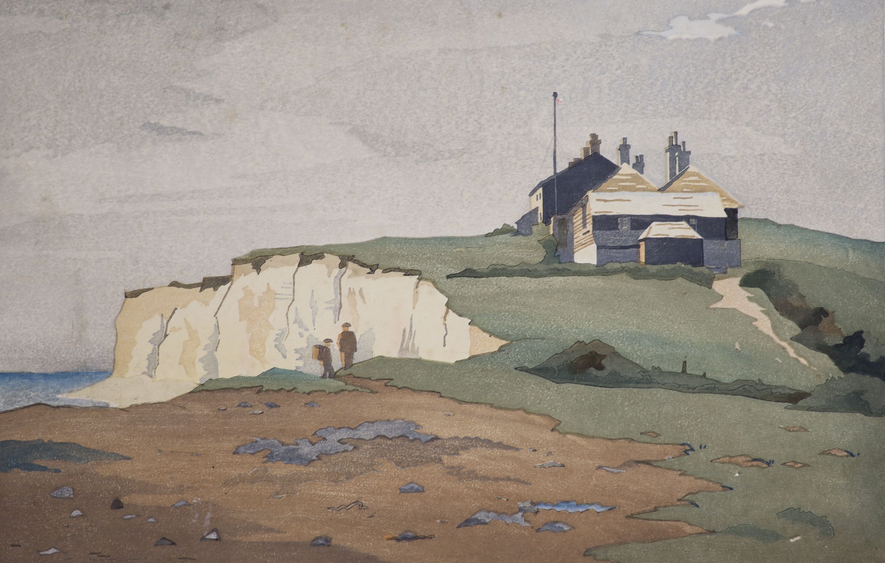 Eric Brindley Slater, (1896-1963), wood engraving, 'The Coastguard Station', Cuckmere Haven, Sussex, signed in pencil, 22.5 x 33cm, unframed